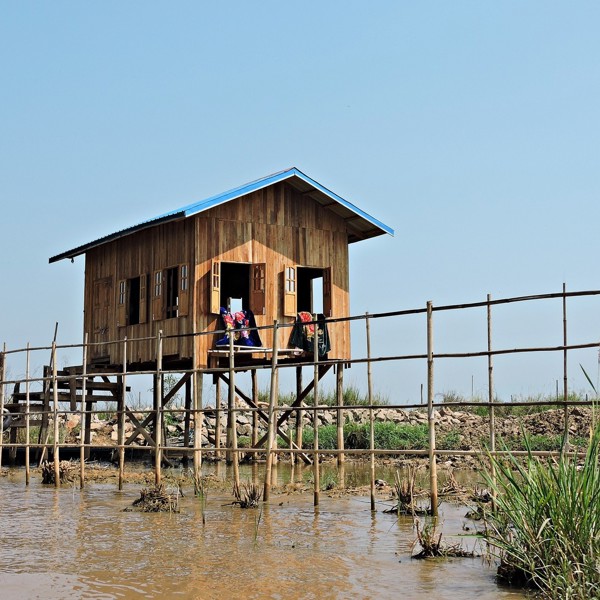 Pælehus på Inle Lake, Myanmar