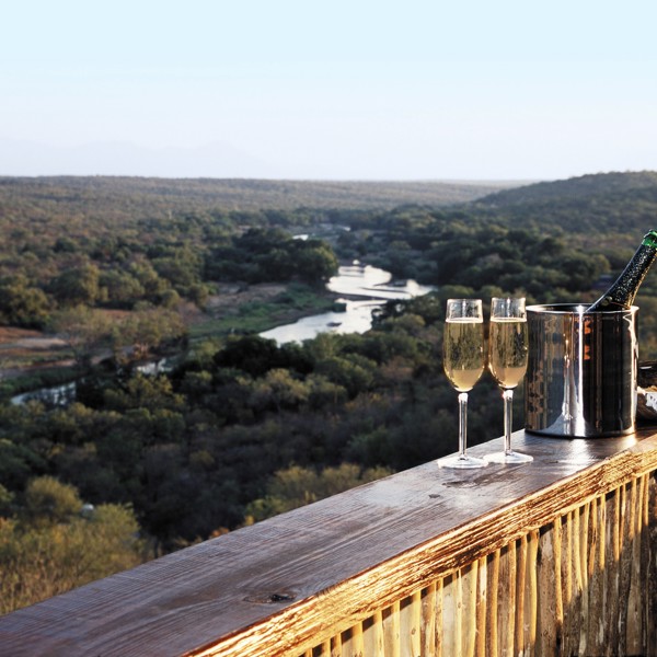 Champagne med udsigt, Mpala Safari Lodge, Sydafrika