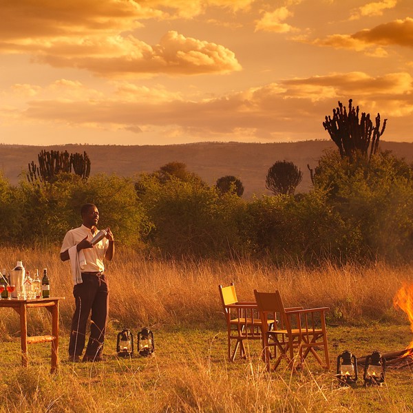 Sundowner på Mbweha Camp, Kenya