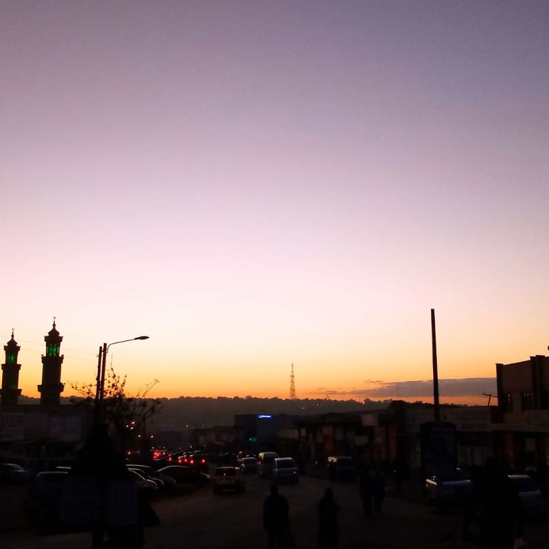 Den smukke solnedgang i Lilongwe i Malawi