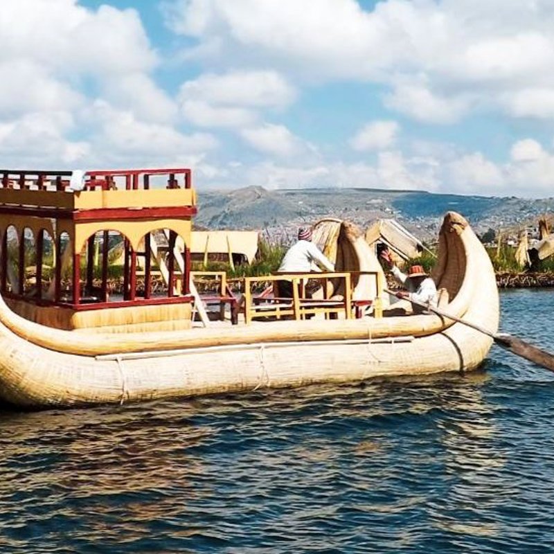 Båd i Titicaca i Peru